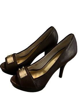Worn Once!!! Like Brand Brand New! MICHAEL KORS Brown Peep-Toe Platform Heels